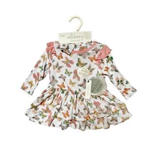NWT Milkberry 3 Piece Bamboo Butterfly Outfit Size 3m
